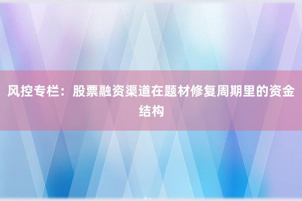 风控专栏：股票融资渠道在题材修复周期里的资金结构