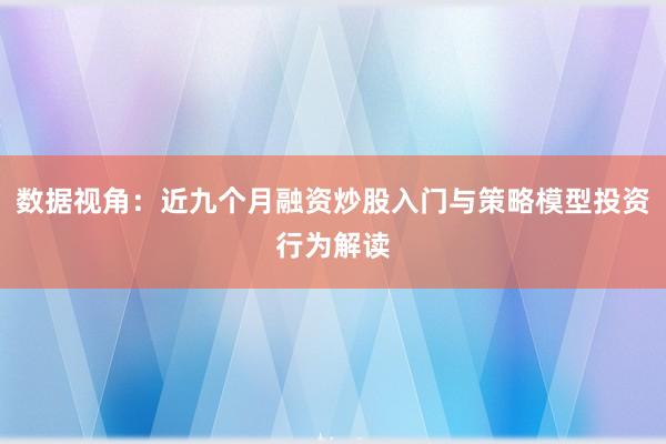 数据视角：近九个月融资炒股入门与策略模型投资行为解读