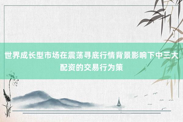 世界成长型市场在震荡寻底行情背景影响下中三大配资的交易行为策