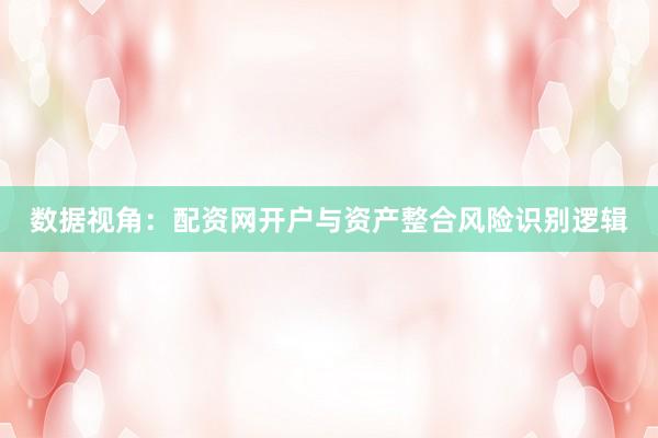 数据视角：配资网开户与资产整合风险识别逻辑