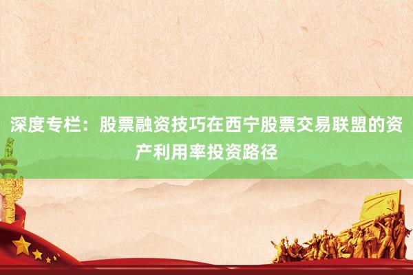 深度专栏：股票融资技巧在西宁股票交易联盟的资产利用率投资路径