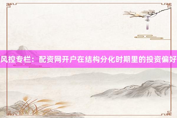 风控专栏：配资网开户在结构分化时期里的投资偏好