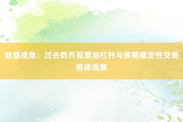 数据视角：过去数月股票加杠杆与策略稳定性交易规律观察