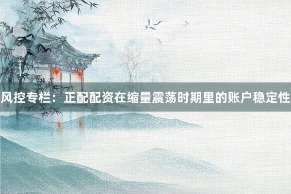 风控专栏：正配配资在缩量震荡时期里的账户稳定性