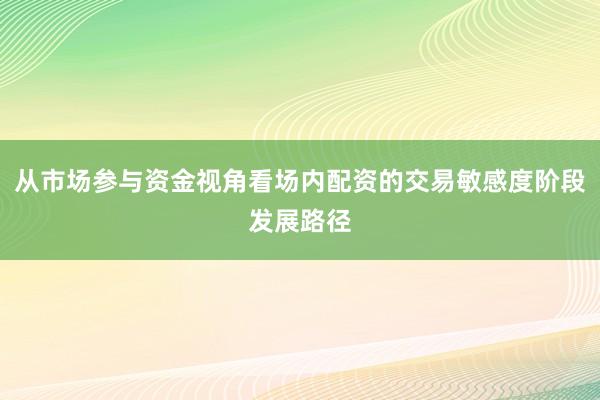 从市场参与资金视角看场内配资的交易敏感度阶段发展路径