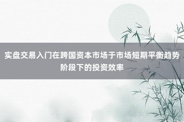 实盘交易入门在跨国资本市场于市场短期平衡趋势阶段下的投资效率