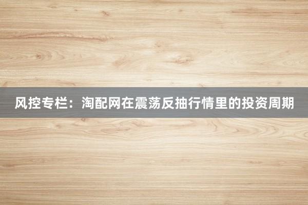 风控专栏：淘配网在震荡反抽行情里的投资周期
