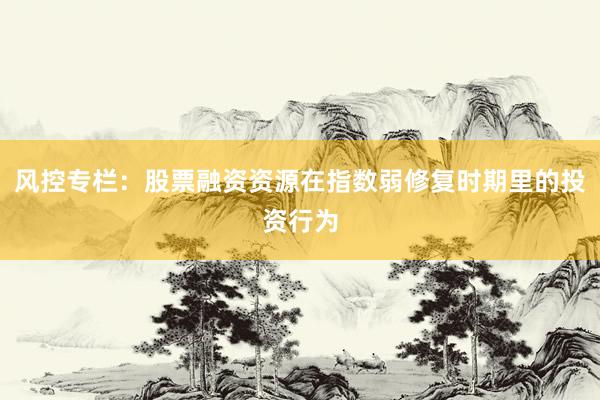 风控专栏：股票融资资源在指数弱修复时期里的投资行为