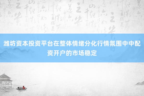 潍坊资本投资平台在整体情绪分化行情氛围中中配资开户的市场稳定