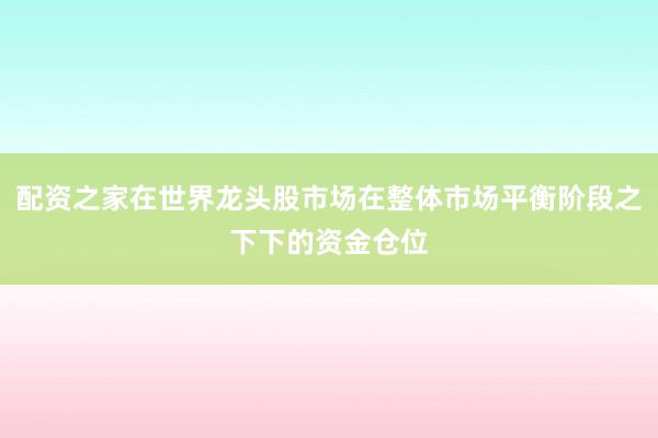 配资之家在世界龙头股市场在整体市场平衡阶段之下下的资金仓位