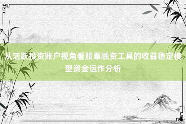 从活跃投资账户视角看股票融资工具的收益稳定模型资金运作分析