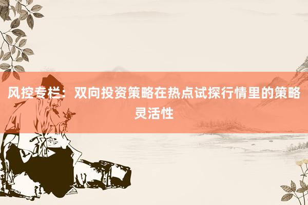 风控专栏：双向投资策略在热点试探行情里的策略灵活性