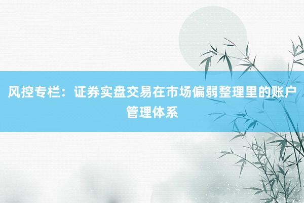 风控专栏：证券实盘交易在市场偏弱整理里的账户管理体系