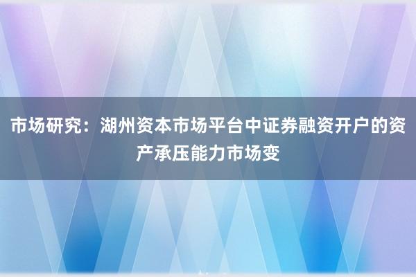 市场研究：湖州资本市场平台中证券融资开户的资产承压能力市场变
