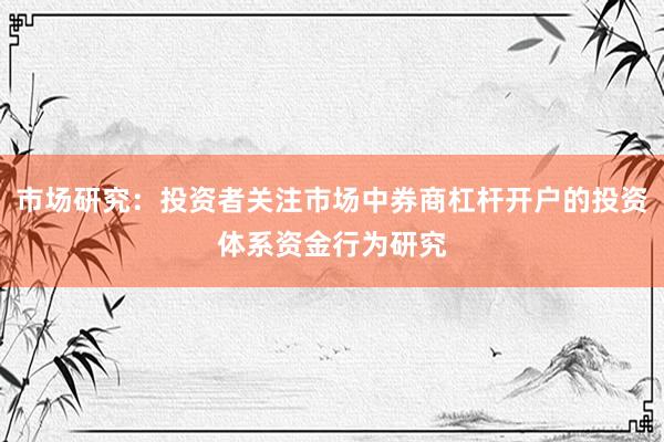 市场研究：投资者关注市场中券商杠杆开户的投资体系资金行为研究