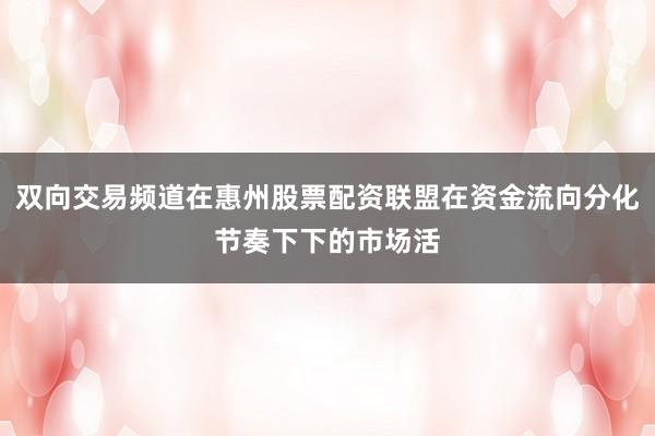 双向交易频道在惠州股票配资联盟在资金流向分化节奏下下的市场活