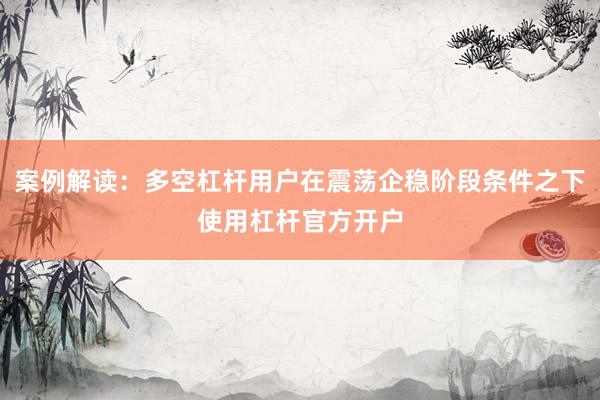 案例解读：多空杠杆用户在震荡企稳阶段条件之下使用杠杆官方开户