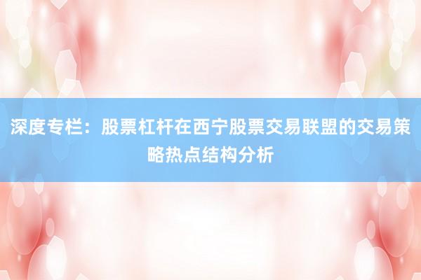 深度专栏：股票杠杆在西宁股票交易联盟的交易策略热点结构分析