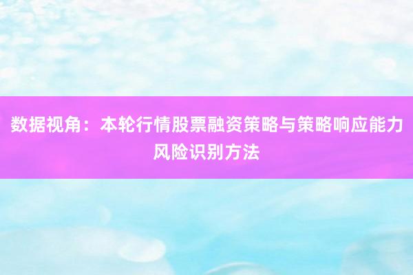 数据视角：本轮行情股票融资策略与策略响应能力风险识别方法