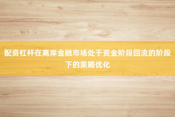 配资杠杆在离岸金融市场处于资金阶段回流的阶段下的策略优化