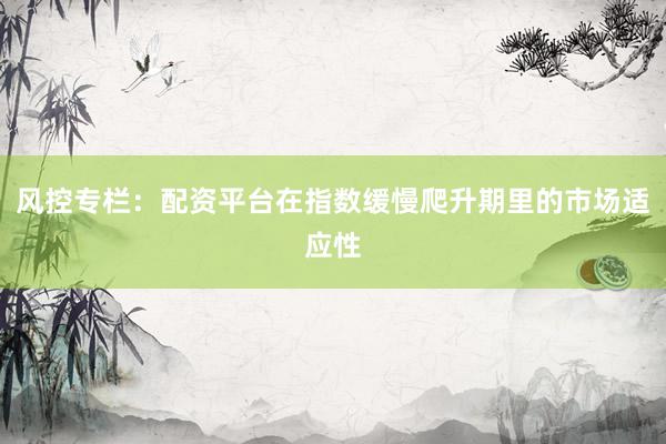 风控专栏：配资平台在指数缓慢爬升期里的市场适应性