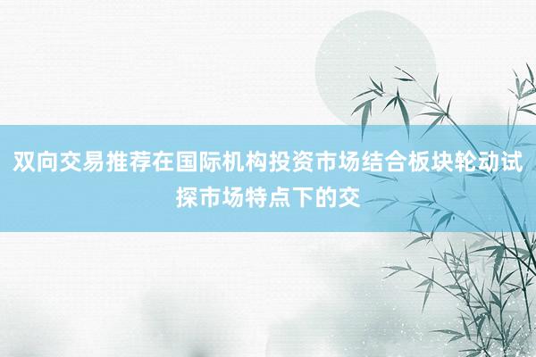 双向交易推荐在国际机构投资市场结合板块轮动试探市场特点下的交