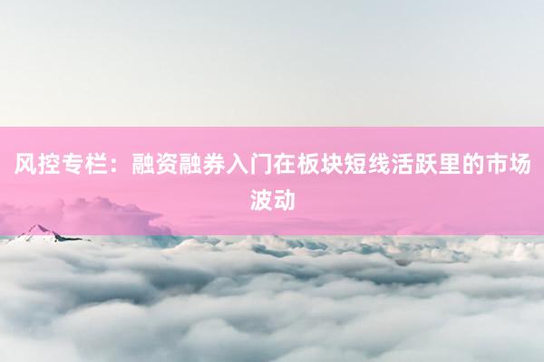 风控专栏：融资融券入门在板块短线活跃里的市场波动