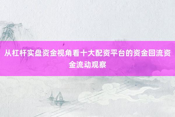 从杠杆实盘资金视角看十大配资平台的资金回流资金流动观察