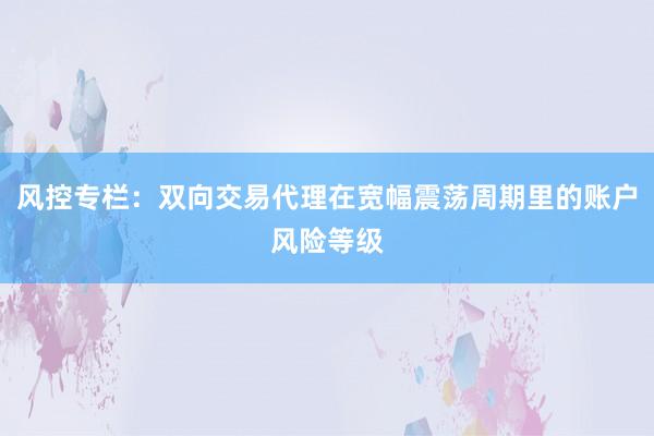 风控专栏：双向交易代理在宽幅震荡周期里的账户风险等级