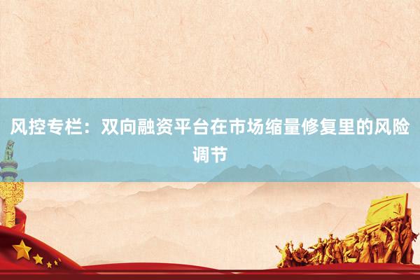 风控专栏：双向融资平台在市场缩量修复里的风险调节