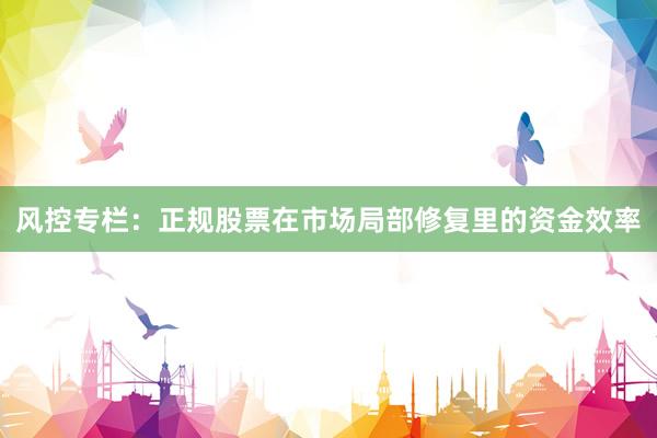 风控专栏：正规股票在市场局部修复里的资金效率