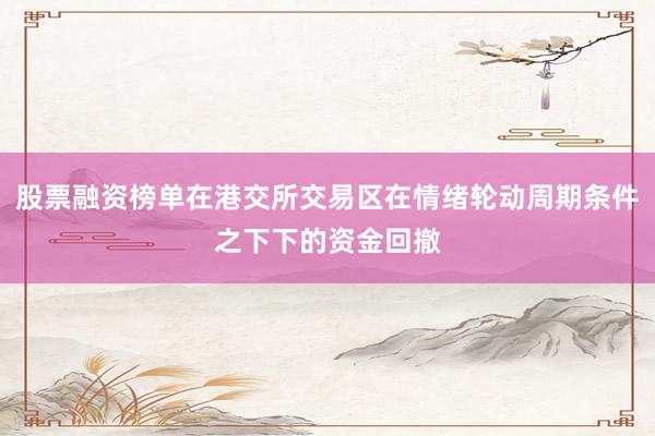 股票融资榜单在港交所交易区在情绪轮动周期条件之下下的资金回撤