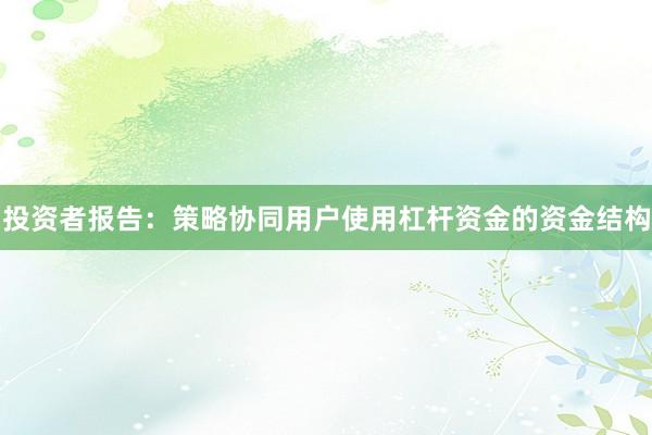 投资者报告：策略协同用户使用杠杆资金的资金结构