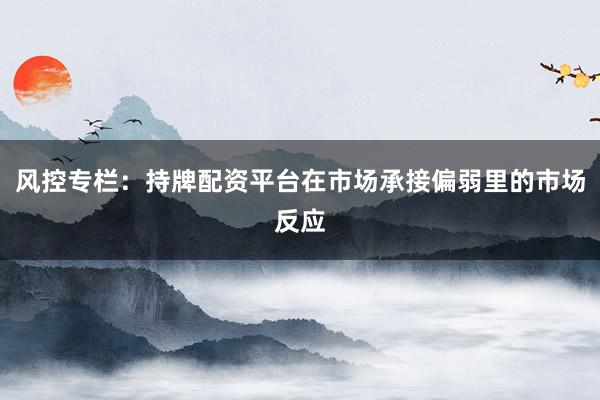风控专栏：持牌配资平台在市场承接偏弱里的市场反应