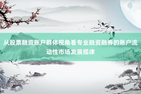 从股票融资账户群体视角看专业融资融券的账户流动性市场发展规律