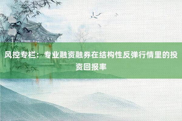 风控专栏：专业融资融券在结构性反弹行情里的投资回报率