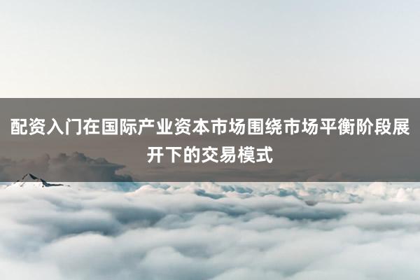 配资入门在国际产业资本市场围绕市场平衡阶段展开下的交易模式