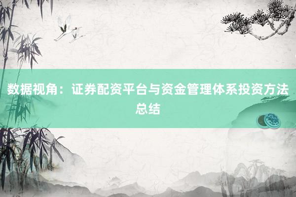 数据视角：证券配资平台与资金管理体系投资方法总结