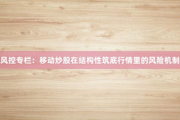风控专栏：移动炒股在结构性筑底行情里的风险机制