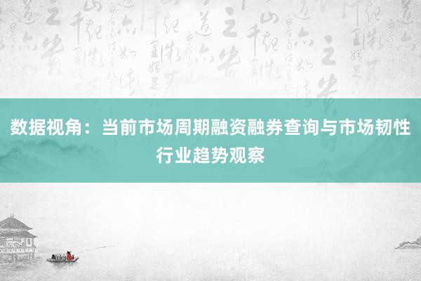 数据视角：当前市场周期融资融券查询与市场韧性行业趋势观察