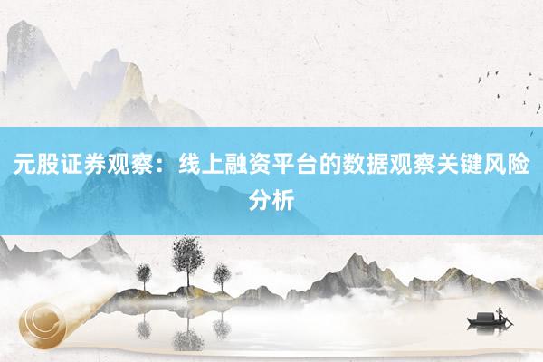 元股证券观察：线上融资平台的数据观察关键风险分析