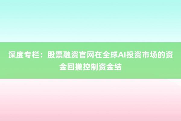 深度专栏：股票融资官网在全球AI投资市场的资金回撤控制资金结