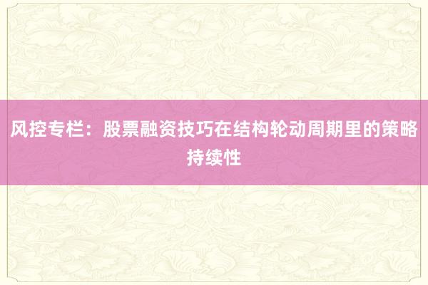 风控专栏：股票融资技巧在结构轮动周期里的策略持续性