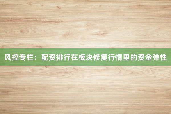 风控专栏：配资排行在板块修复行情里的资金弹性