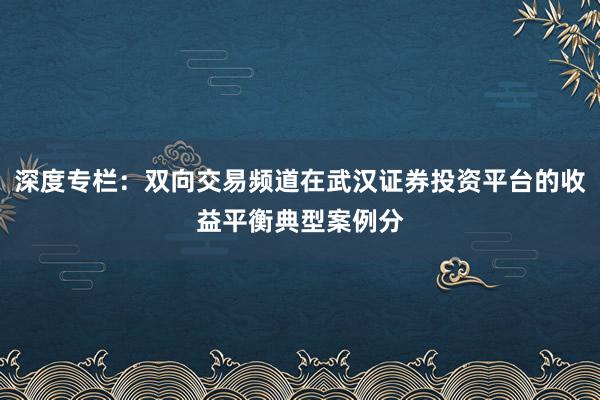 深度专栏：双向交易频道在武汉证券投资平台的收益平衡典型案例分