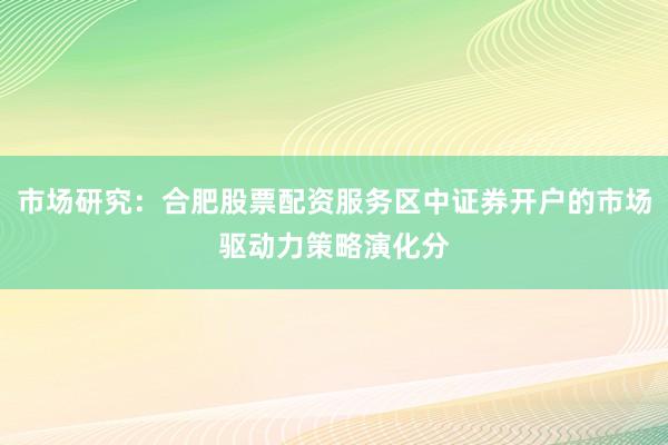市场研究：合肥股票配资服务区中证券开户的市场驱动力策略演化分