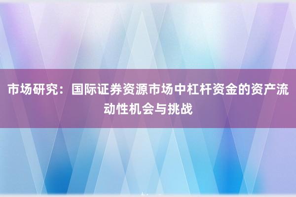 市场研究：国际证券资源市场中杠杆资金的资产流动性机会与挑战