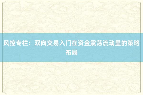 风控专栏：双向交易入门在资金震荡流动里的策略布局
