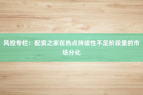 风控专栏：配资之家在热点持续性不足阶段里的市场分化
