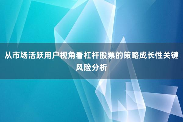 从市场活跃用户视角看杠杆股票的策略成长性关键风险分析